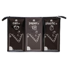 EUROPARK Kroong大容量回收分類箱 3件組 54L, 1組, 黑色, 灰色, 黑色