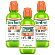 TheraBreath 漱口水 溫和薄荷 無酒精, 3瓶, 473ml