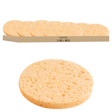 AHOYE 天然木漿洗臉海綿 10個, 1組, 黃色