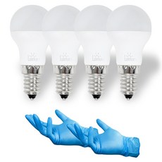 Luxnuri LED 內建安定器型 LED 迷你氪氣 E14 燈泡 4W 4入 + 丁腈手套 2入組, 1套, 日光色