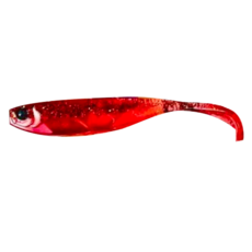 MUSTAD 慕斯達 Mezashi 3.5吋 強效Z-TAIL T尾 KEEL TAIL MINNOW 低音調寬擺動作 軟餌套裝 6入, 透紅金鏦, 1組