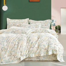 J-bedtime 床寢時光 頂級台灣製萊賽爾天絲兩用被套床包組 SWM7876L-H, 床包 + 被套 + 枕套2個, 雙人加大, 夏沫之晨