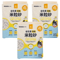 DOG CAT STAR 汪喵星球 益生菌消臭豆腐砂 米粒型, 消臭, 2.7kg, 3袋