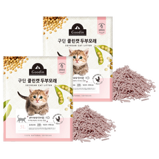 구딘 응고형 클린캣 두부 고양이 모래, 5L, 2개, 베이비파우더향