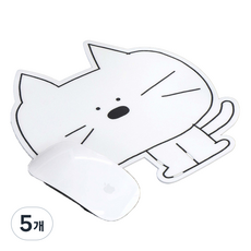 아이코닉 논슬립 두들 마우스패드, 5개, 01 흰 고양이
