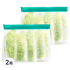 好物良品 食品級 PEVA 可降解環保立體保鮮袋 食物密封袋 25.4x18.3x5.1, 大(L), 2入, 2組