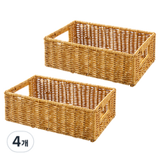 comet Home自然藤編長方收納籃 S, 單色, 4個
