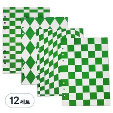 Iciel design 6孔補充內頁 棋盤格 4款組合 綠色, 12套