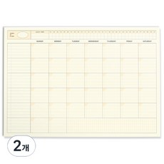 아이코닉 플로우 A4 먼슬리 플래너 패드 데스크 월간 스케줄러, 01 CREAM YELLOW, 2개