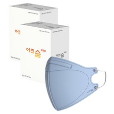 어린숨 엣지 새부리형 컬러 마스크 대형, 30개입, 2개, 라이트블루