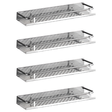 新錸家居 免釘/打孔 加大長款不鏽鋼置物架 廚房浴室收納架 40cm, 4個, 銀色