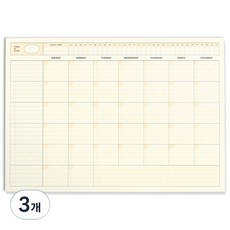 아이코닉 플로우 A4 먼슬리 플래너 패드 데스크 월간 스케줄러, 01 CREAM YELLOW, 3개