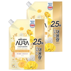 아우라 섬유유연제 미드나잇 골드 알파 리필, 1.7L, 2개