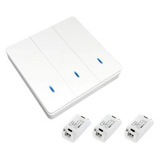 Neon 台灣霓虹 三開雙切隨意貼免佈線電源開關 無線遙控 安裝簡易, 1組