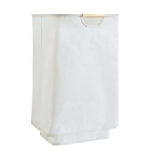 無印風質感收納籃，牛津布+木柄，米色, 大(27 x 40 x 56cm), 1個