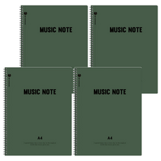 moong9 可撕式A4虛線音樂筆記本, 綠色, 4本