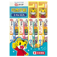 SUNSTAR 三詩達 Do 巧虎幼兒牙刷 2~4歲, 粉紅色 + 藍色 + 綠色 + 黃色, 1組, 12支