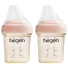 hegen 金色奇蹟PPSU多功能方圓型寬口奶瓶 2件組, 嫣粉色, 150ml, 1組