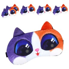 動物圖案眼罩 9 半半貓咪, 1入, 6個