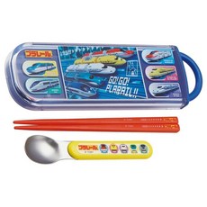 Skater 抗菌湯匙筷子餐具組, 湯匙 + 筷子, 鐵道王國 藍色 + 黃色 + 紅色, 1組