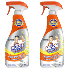 Mr Muscle 威猛先生 廚房清潔劑 超強效+，去油更快30%，除菌99.9%，無刺鼻味道, 500g, 2瓶