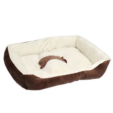 大型寵物窩 狗骨頭床墊, 超大保暖, 適用於貓/狗, M號-71x47x13cm, M, 咖啡色, 1個