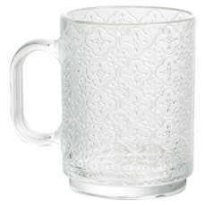 復古海棠花 玻璃杯, 390ml, 帶把手, 1個