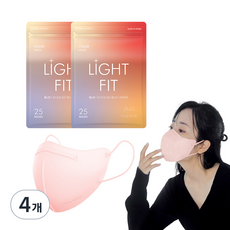 필나인 라이트 핏 2D 보건용 마스크 중형 KF94, 25매입, 4개, 코랄핑크