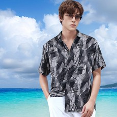 카이일라이바오 남성용 시원한 바캉스룩 하와이안 꽃남방 셔츠 NCC139