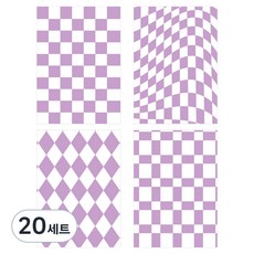 아이씨엘디자인 6공 리필 속지 체커 보드 4종 세트 라벤다, 20세트