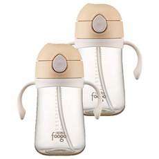 푸고 프리미엄 뉴트럴 시리즈 유아용 PPSU 빨대컵, 380ml, 2개, 뉴트럴베이지