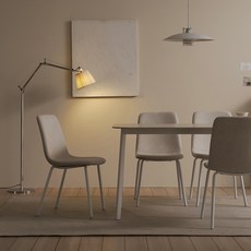 보니애가구 우터 포세린 세라믹 식탁세트 4인용 방문설치, 스톤화이트 + 화이트(테이블), 화이트 + 라이트그레이(의자), 일반의자 4