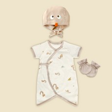 Ikii Iki幼兒用柔軟純棉孔眼短袖包屁衣套裝