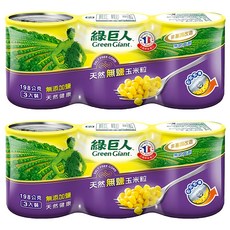 Green Giant 綠巨人 天然無鹽玉米粒罐裝, 198g, 6罐