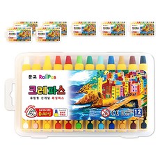 문교 레일 홀더형 크레파스 MRCO-12, 12색, 8개