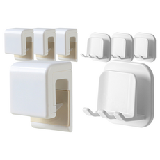 hillo 簡易免鑽孔夾式牙膏架2入 + 牙刷架2入組, 單一顏色, 2套