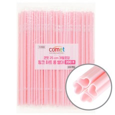 comet 愛心形狀吸管 粉紅色 6mm x 25cm, 1個, 200個