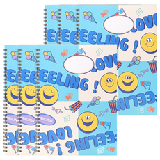 Bkids 微笑圖樣國小數學筆記本 4格, 6本, 藍色/白色