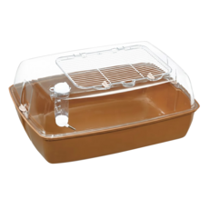 MARUKAN CASA 刺蝟舒適籠 附水瓶 透明塑膠屋頂, 棕色 + 透明色, 1個