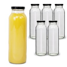 mir 韓國B型直身玻璃果汁瓶 黑色鐵蓋, 6個, 500ml