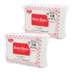 ROSY ROSA 超柔化妝棉 72入, 水壓處理純棉, 大尺寸, 72片, 2包