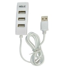 HOLIC 4埠 USB 2.0 HUB, 480Mbps高速傳輸, 90cm線長, 白色, 1個