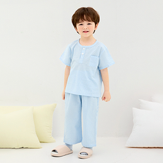 unifriend 兒童款直條紋ST泡泡紗8分睡衣上下套裝