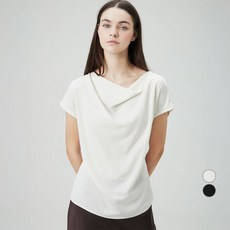 ELLEPARIS 여성용 레이온 소프트 드레이프 카울넥 블라우스