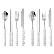 버블 커트러리 4종 세트 S180, 화이트, 숟가락(2P) + 젓가락(2P) + 포크(2P) + 나이프(2P), 1세트
