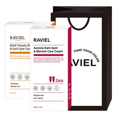 RAVIEL 西印度櫻桃亮白緊緻霜 50ml 2條入+複合維他命亮白精華 50ml 2瓶入+購物袋組, 1組