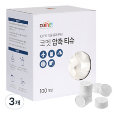 comet 壓縮紙巾, 100入, 3個