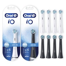 오랄비 iO 얼티밋 클린 전동칫솔 리필모 블랙 4p + 화이트 4p, 1세트