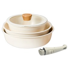 ANDY MAY2 韓式陶瓷不沾鍋5件組, 1組, 20公分湯鍋 + 24公分煎鍋 + 26公分炒鍋 + 20公分鍋蓋 + 手把, 白色