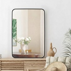 인뮤즈 알루미늄 사각 벽 거울 40 x 50cm, 블랙